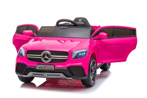 Se Mercedes GLC Coupe pink, 4x12Volt, gummihjul og lædersæde hos Netcentret.dk